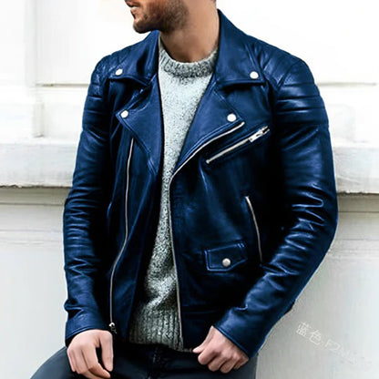 Marcos | Chaqueta Biker de Cuero con Look Retro para Hombre