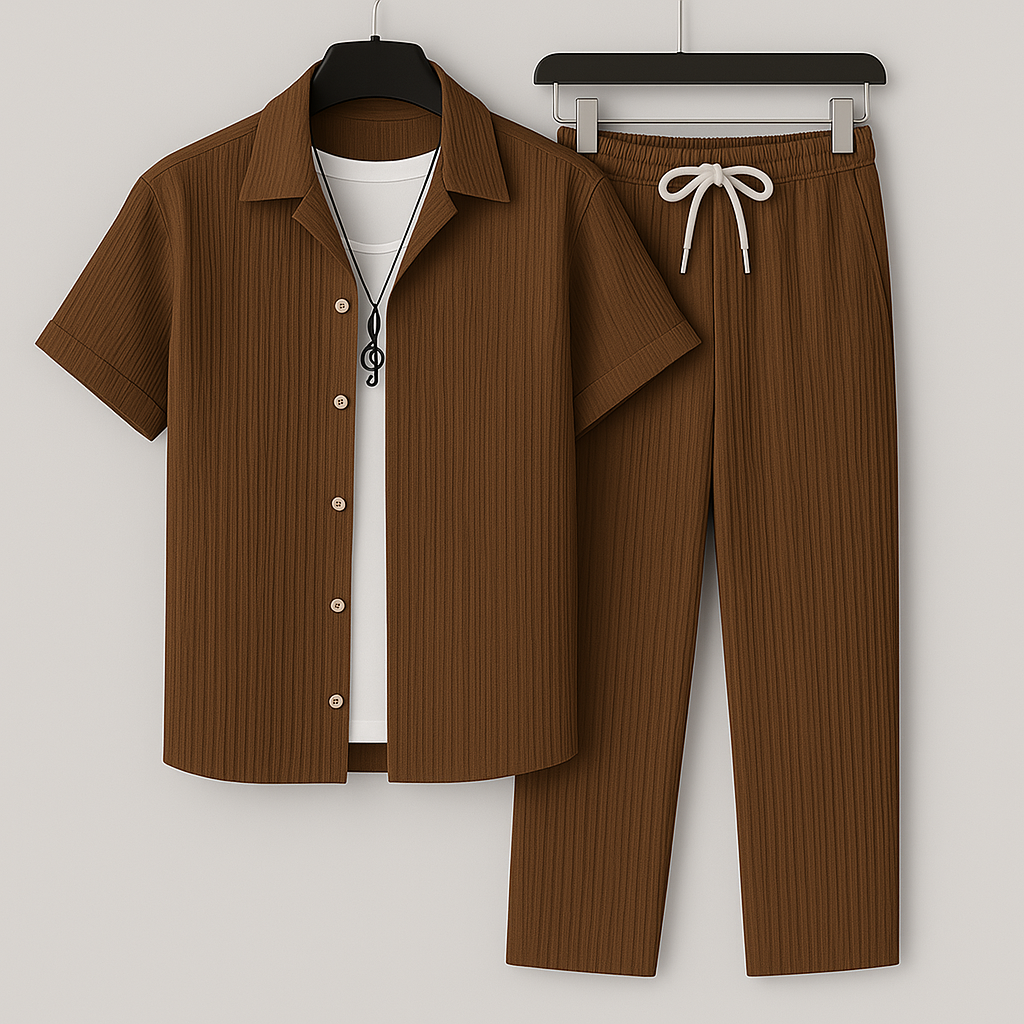 Set de lino para hombre con corte holgado, ligero y transpirable, ideal para días cálidos