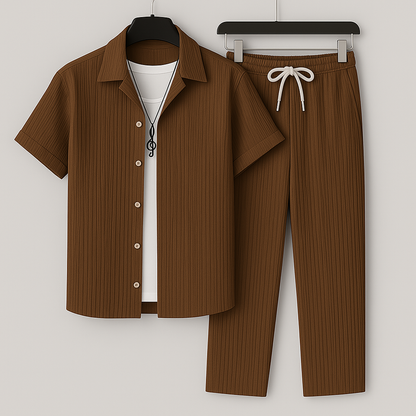 Set de lino para hombre con corte holgado, ligero y transpirable, ideal para días cálidos
