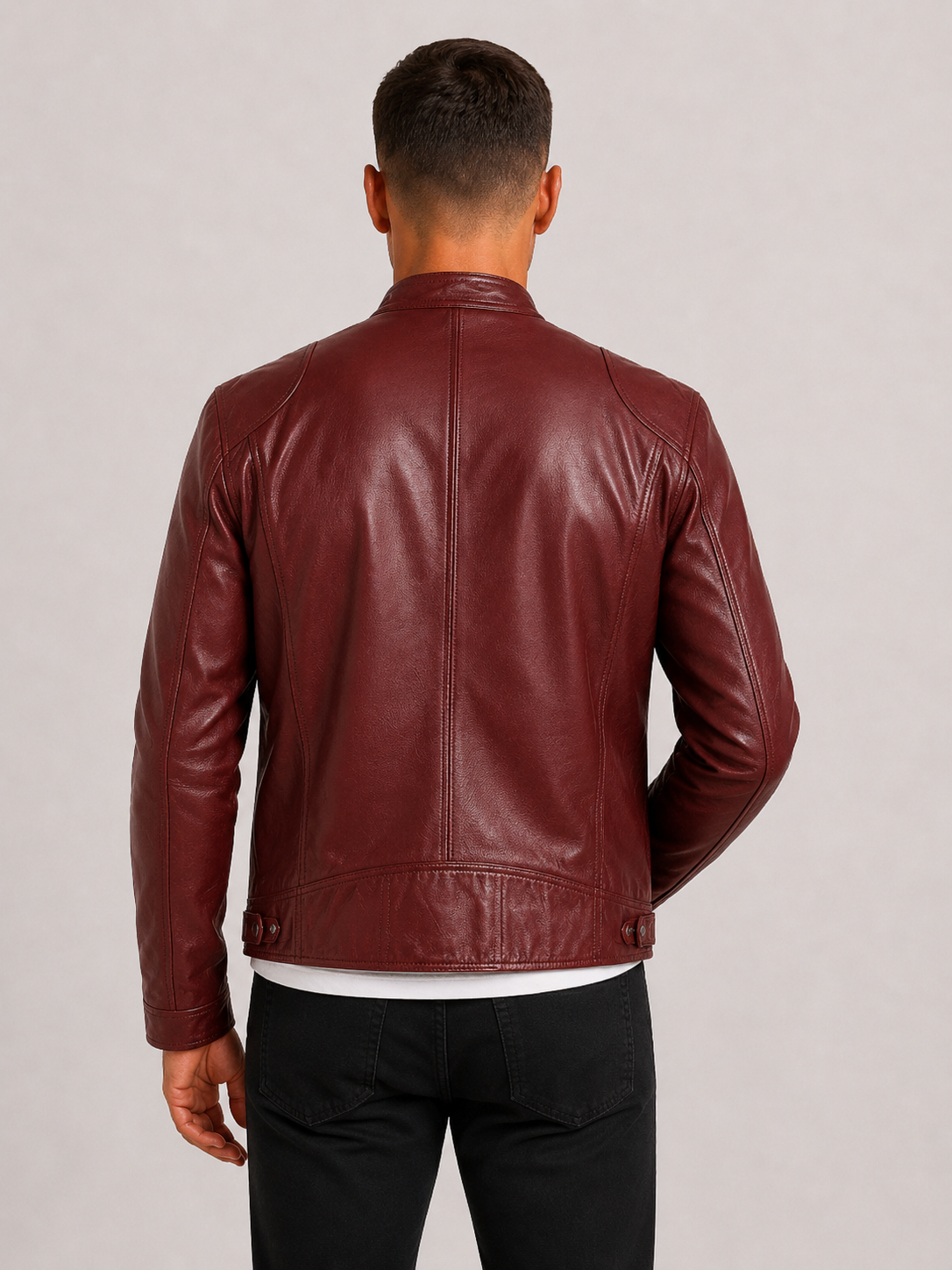 Diego | Chaqueta Biker de Cuero con Doble Costura y Diseño Clásico para Hombre
