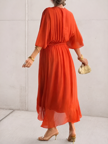 Aurora | Vestido de Gasa Envolvente en Midi