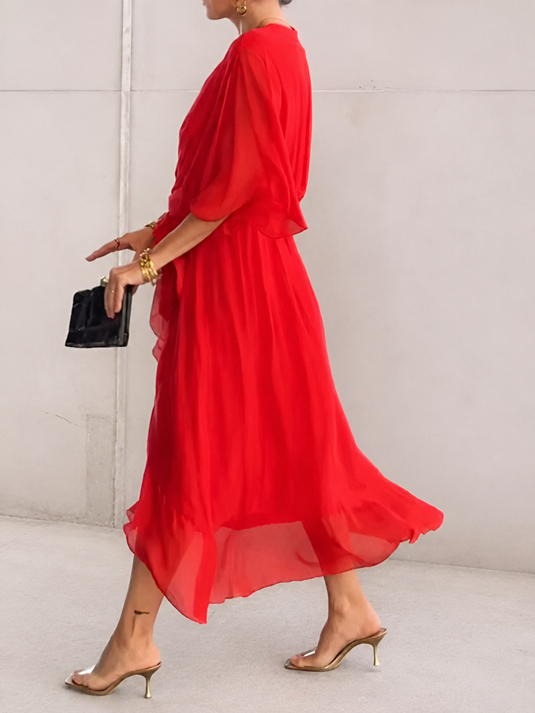 Aurora | Vestido de Gasa Envolvente en Midi