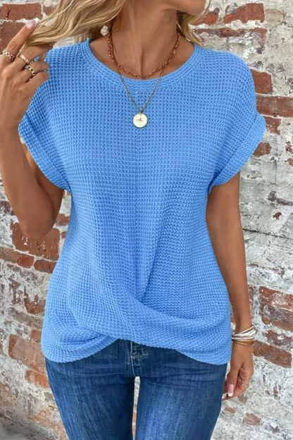 Camiseta Casual De Punto Welsh Para Mujer - Estilo Desenfadado