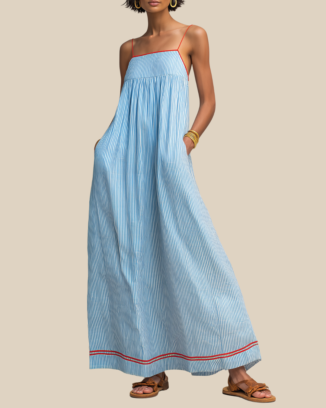 Miley | Vestido Maxi Estampado de Rayas con Estilo Airy para Mujer