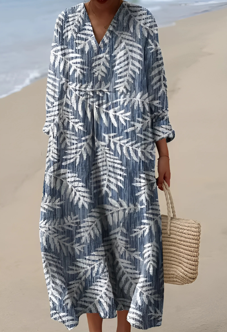 Vestido largo geométrico vintage para mujer, sofisticado y versátil para oficina o celebración