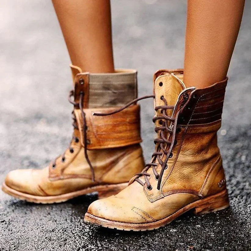 Botas femeninas de cuero elegantes ligeras y cómodas
