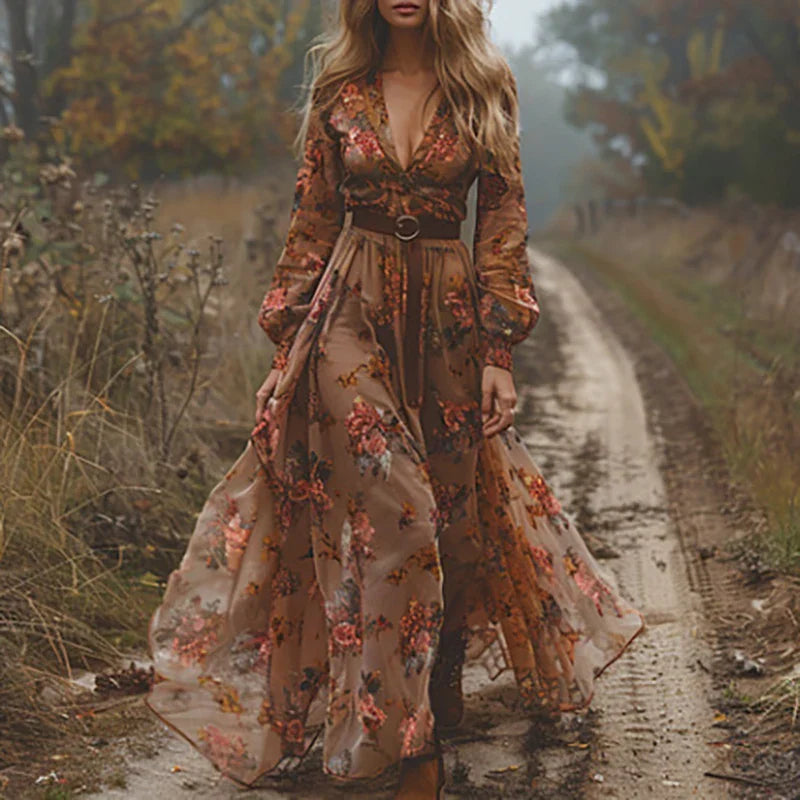 Vestido Maxi Floral Bohemio Para Mujer - Estilo boho