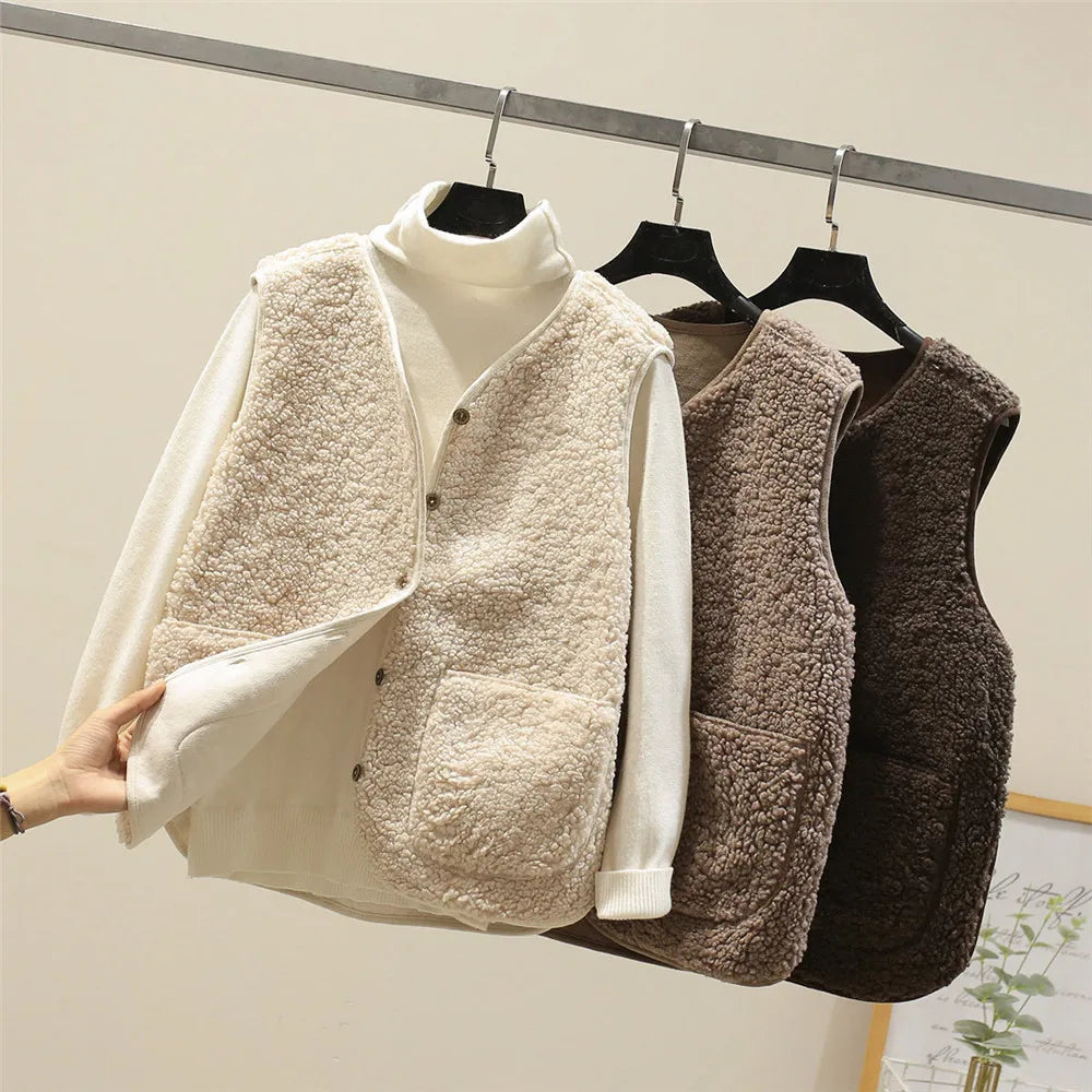 Elena | Chaleco Acolchado de Algodón Cálido con Botones y Bolsillos para Mujer