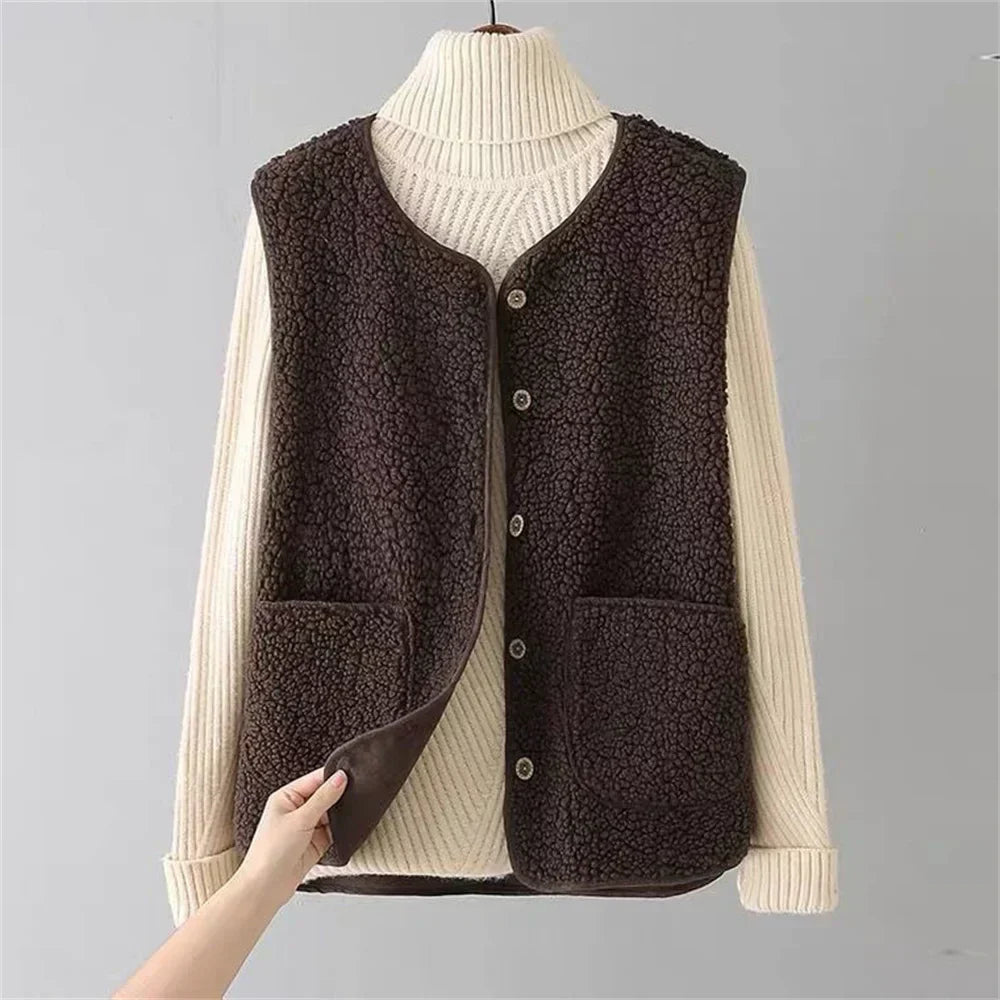 Elena | Chaleco Acolchado de Algodón Cálido con Botones y Bolsillos para Mujer