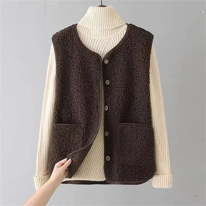 Elena | Chaleco Acolchado de Algodón Cálido con Botones y Bolsillos para Mujer