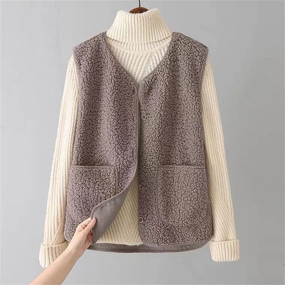 Elena | Chaleco Acolchado de Algodón Cálido con Botones y Bolsillos para Mujer