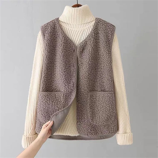Elena | Chaleco Acolchado de Algodón Cálido con Botones y Bolsillos para Mujer
