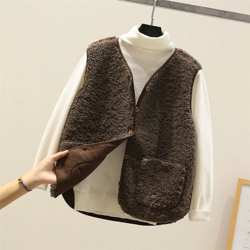 Elena | Chaleco Acolchado de Algodón Cálido con Botones y Bolsillos para Mujer