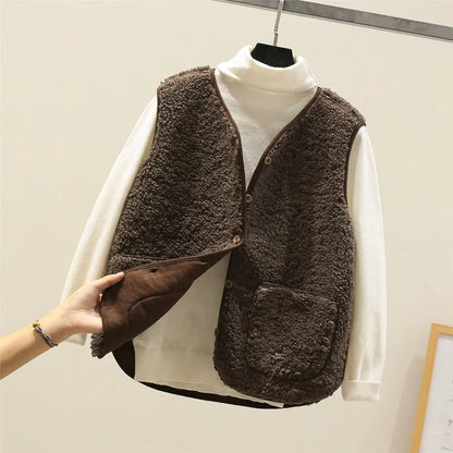 Elena | Chaleco Acolchado de Algodón Cálido con Botones y Bolsillos para Mujer