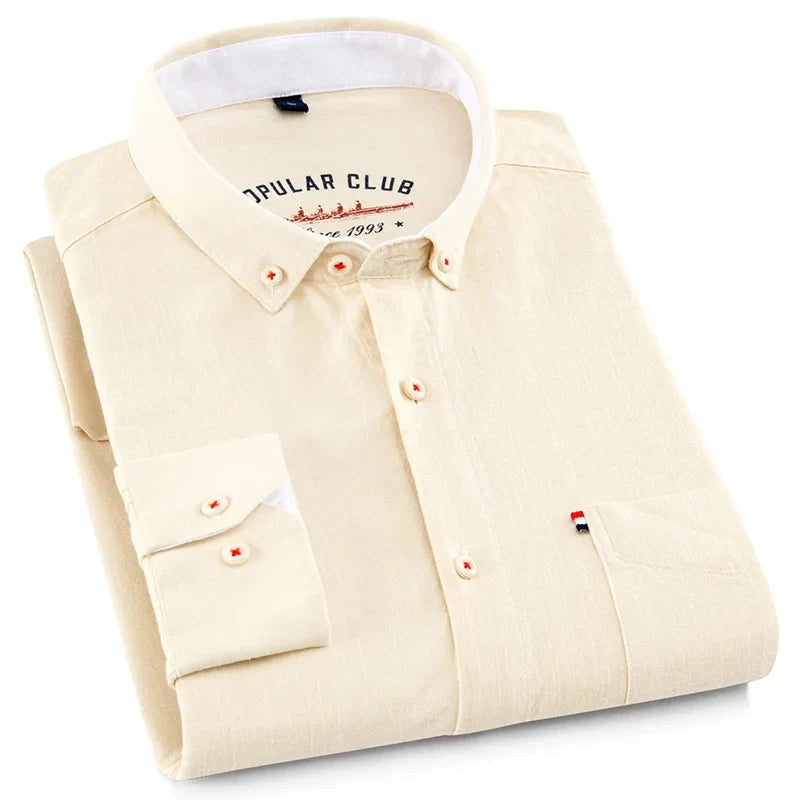Camisa de lino con botones frontales para hombre, tejido ligero y transpirable, ideal para verano o vacaciones