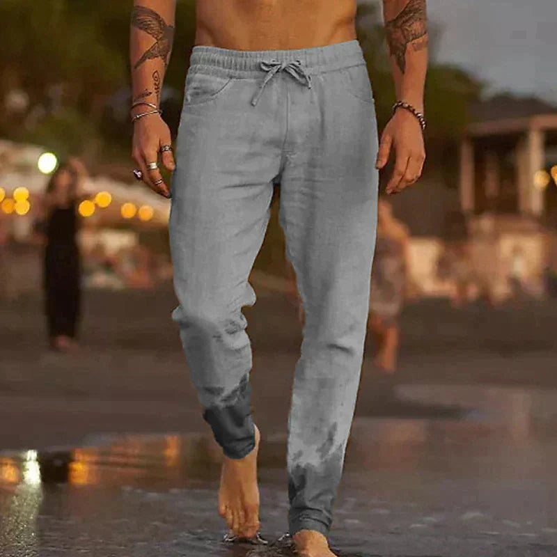 Pantalones de lino de playa para hombre, ligeros y versátiles
