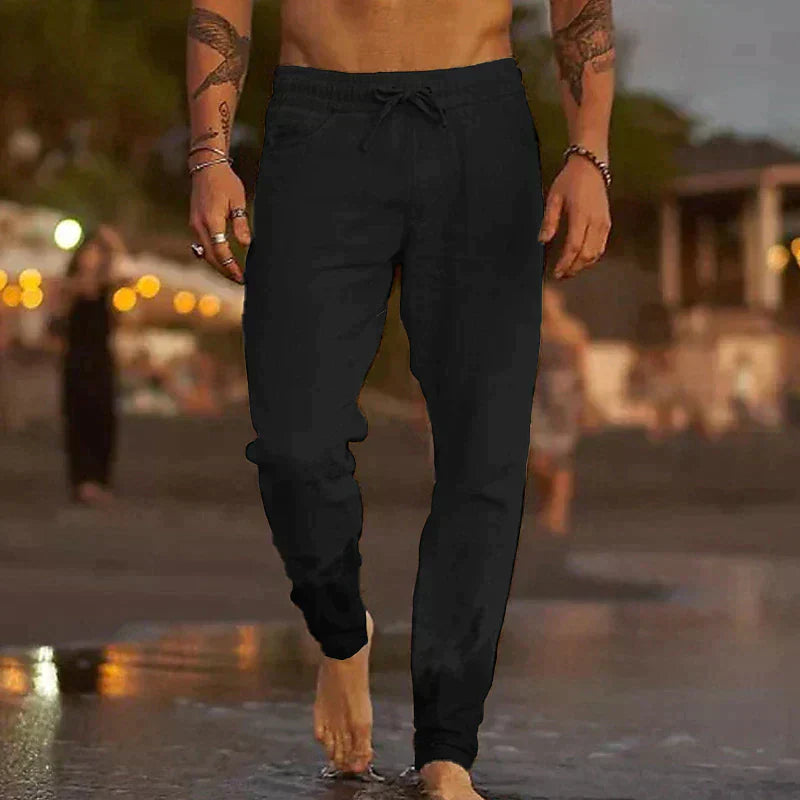 Pantalones de lino de playa para hombre, ligeros y versátiles