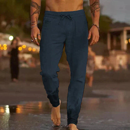 Pantalones de lino de playa para hombre, ligeros y versátiles