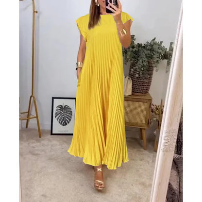 Vestido largo atemporal de corte fluido para mujer, cómodo y elegante para diario o viaje