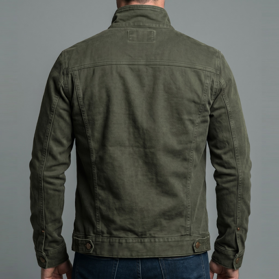 Chaqueta vintage de algodón con cremallera para hombre