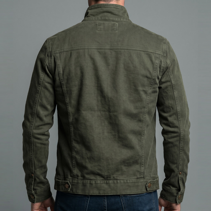 Chaqueta vintage de algodón con cremallera para hombre