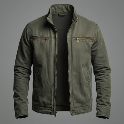 Chaqueta vintage de algodón con cremallera para hombre
