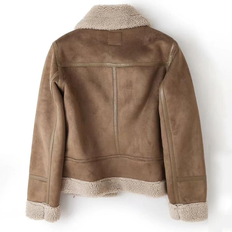 Valentina | Chaqueta Biker de Cuero Suave con Teddyvoering y Cremallera para Mujer