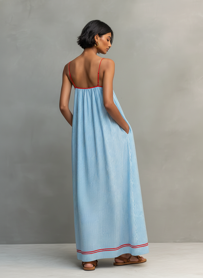 Miley | Vestido Maxi Estampado de Rayas con Estilo Airy para Mujer