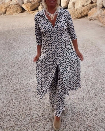 Conjunto de dos piezas con botones para mujer - elegante y versátil