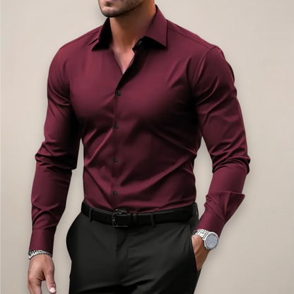 Camisa de primavera ajustada para hombre con corte entallado, tejido cómodo y estilo elegante