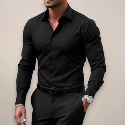 Camisa de primavera ajustada para hombre con corte entallado, tejido cómodo y estilo elegante