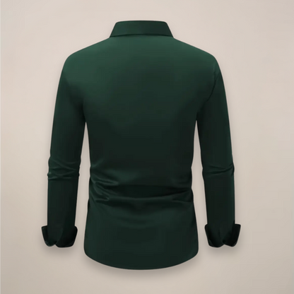 Camisa de primavera ajustada para hombre con corte entallado, tejido cómodo y estilo elegante