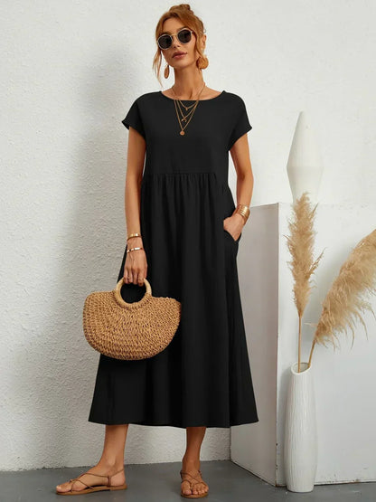 Vestido Midi Fluido de Elegancia Atemporal | Estilo Clásico