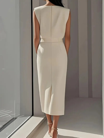 Costo | Vestido Midi con Costado y Hendidura Elegante Fiesta
