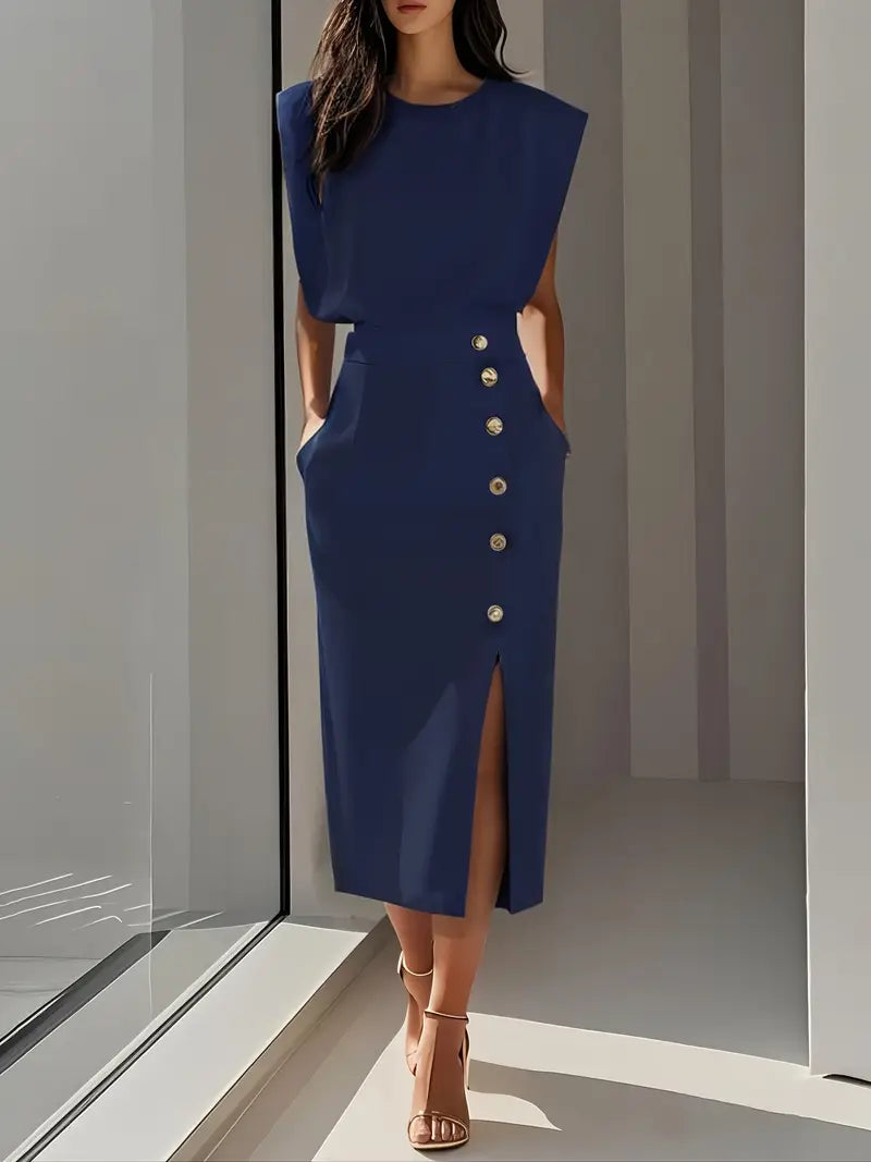 Costo | Vestido Midi con Costado y Hendidura Elegante Fiesta