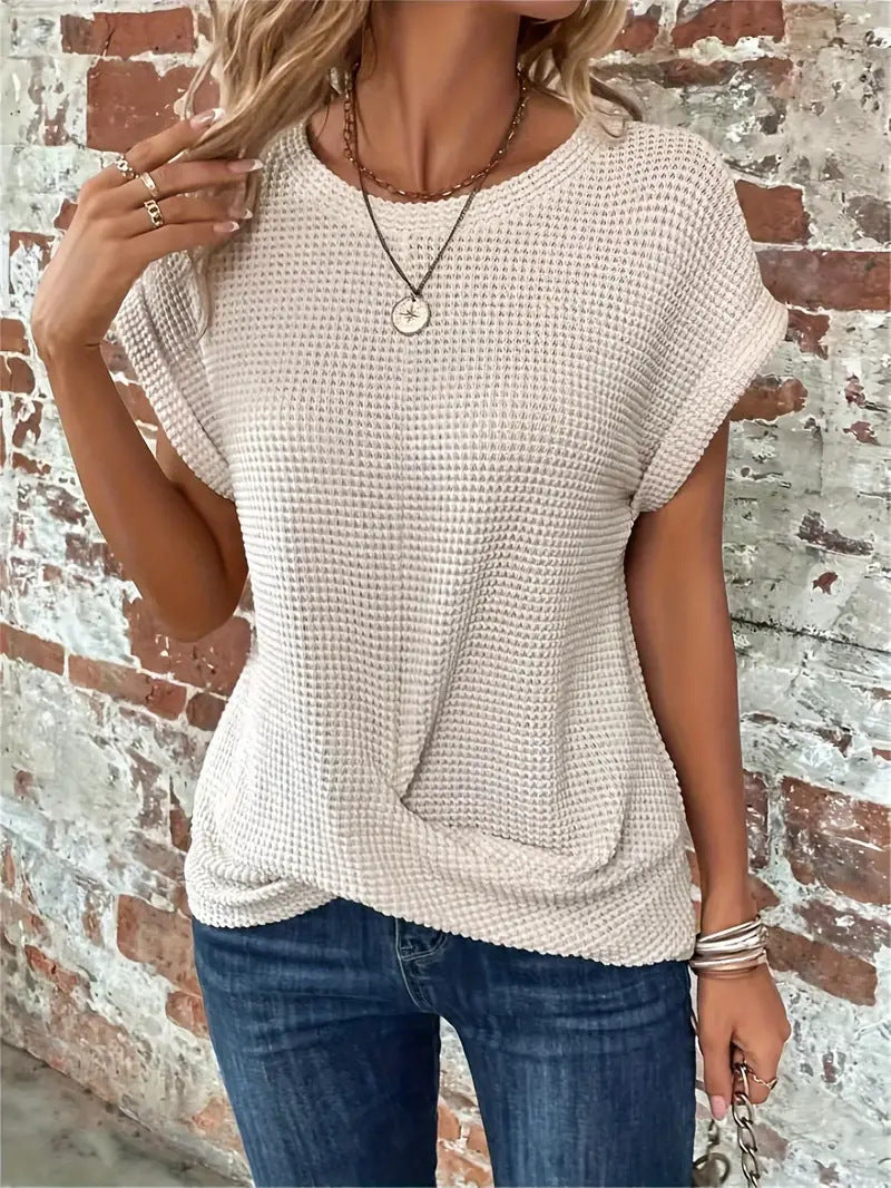 Camiseta Casual De Punto Welsh Para Mujer - Estilo Desenfadado