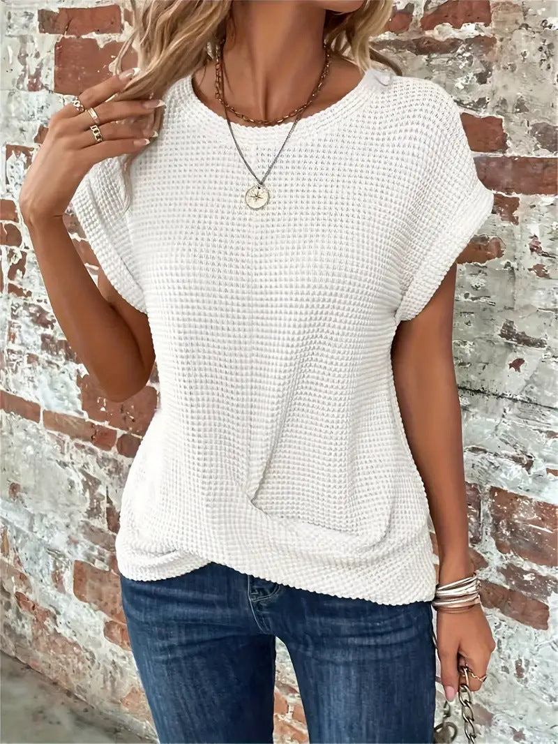 Camiseta Casual De Punto Welsh Para Mujer - Estilo Desenfadado