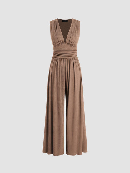 Enterizo de pierna ancha sin mangas para mujer - elegante y sofisticado