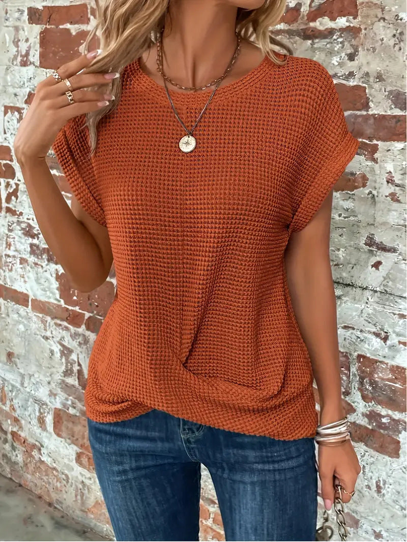 Camiseta Casual De Punto Welsh Para Mujer - Estilo Desenfadado