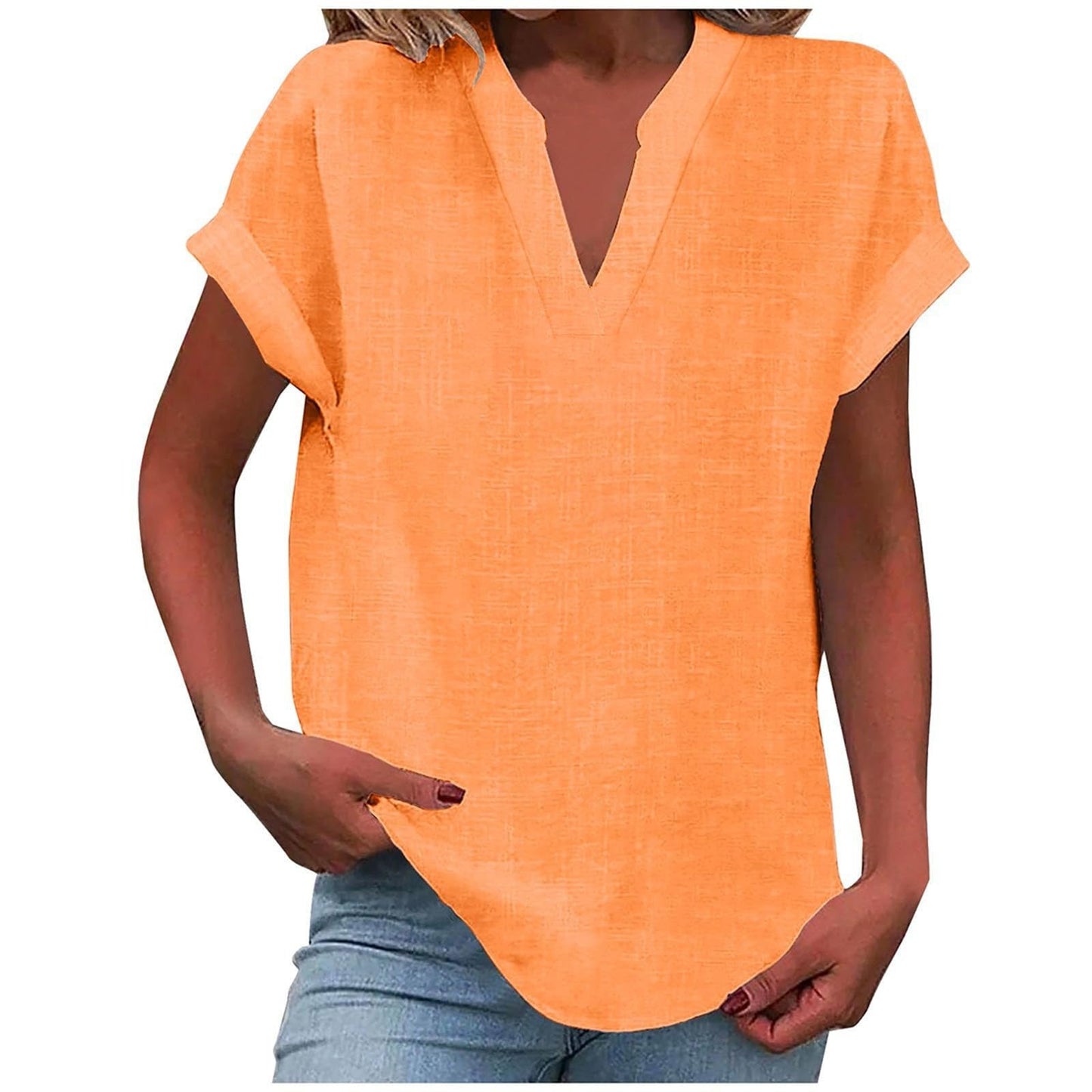 Blusa Relajada con Cuello en V Para Mujer - Estilo Desenfadado
