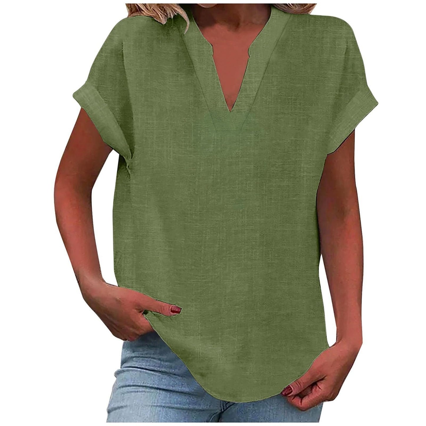 Blusa Relajada con Cuello en V Para Mujer - Estilo Desenfadado