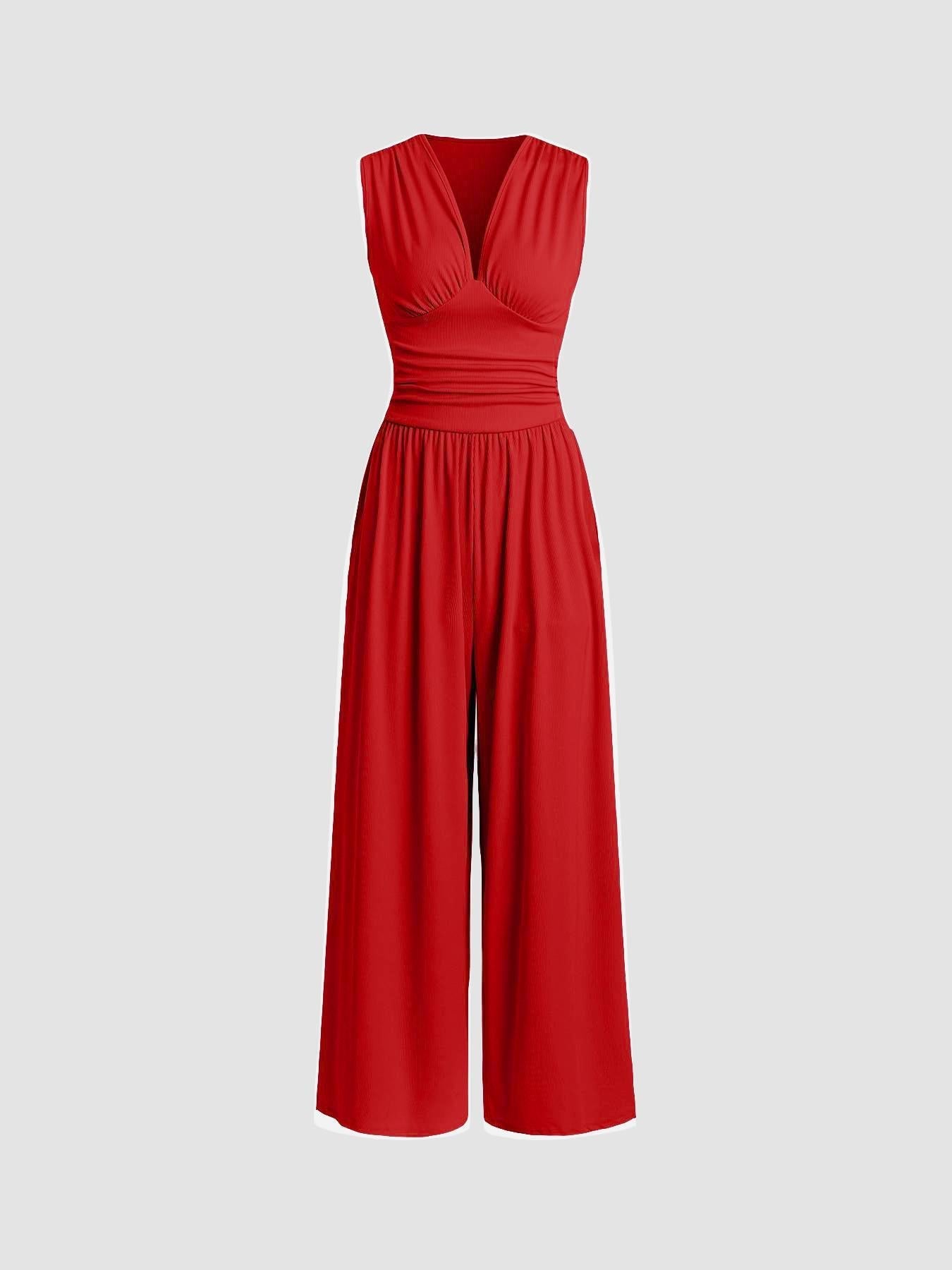 Enterizo de pierna ancha sin mangas para mujer - elegante y sofisticado