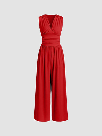 Enterizo de pierna ancha sin mangas para mujer - elegante y sofisticado