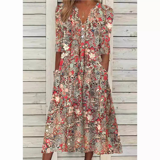 Tina | Elegante vestido camisero floral