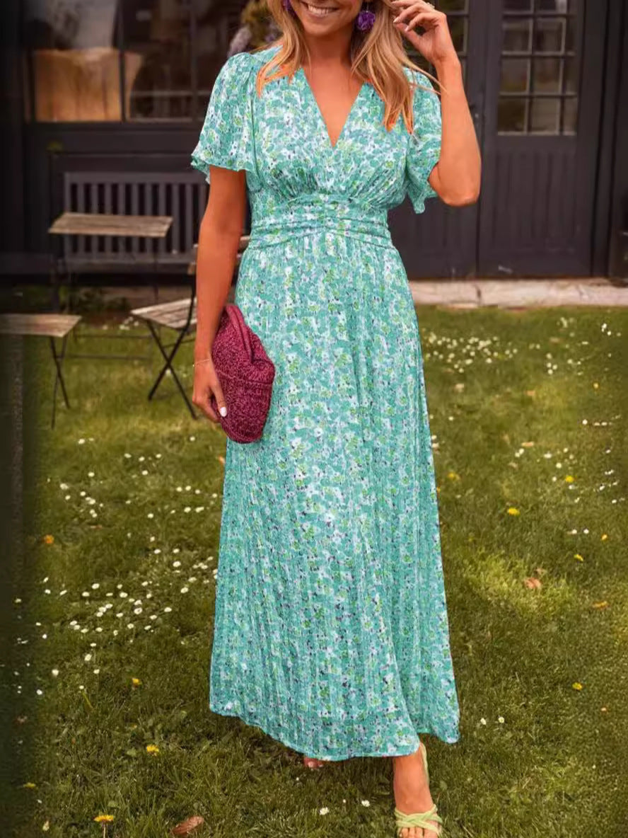 Vestido largo y vaporoso con estampado con flores