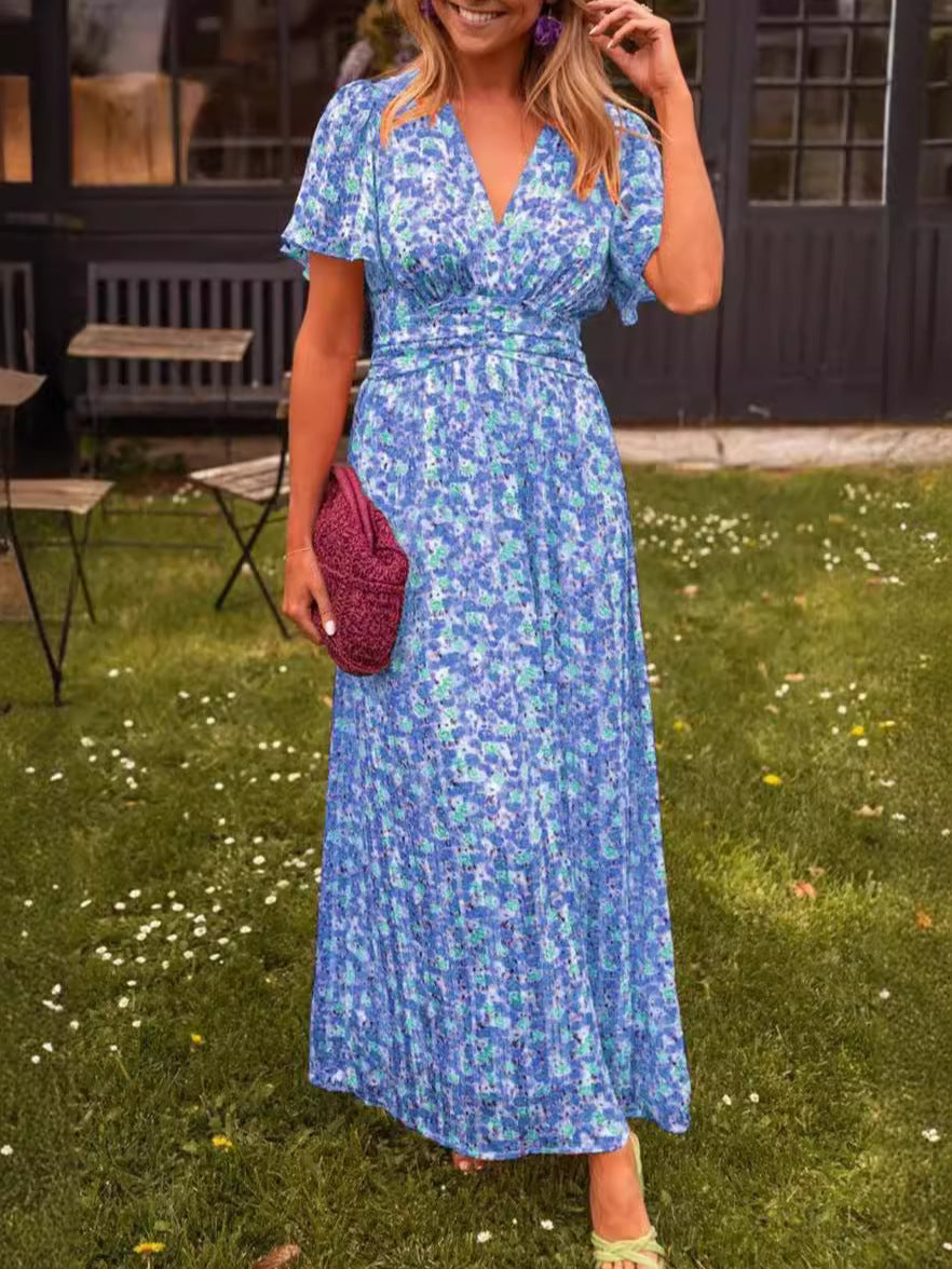Vestido largo y vaporoso con estampado con flores