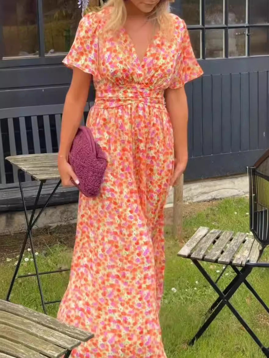 Vestido largo y vaporoso con estampado con flores
