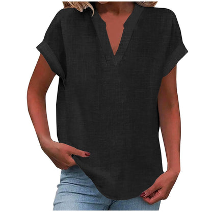 Blusa Relajada con Cuello en V Para Mujer - Estilo Desenfadado