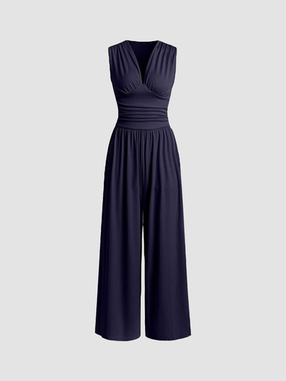 Enterizo de pierna ancha sin mangas para mujer - elegante y sofisticado