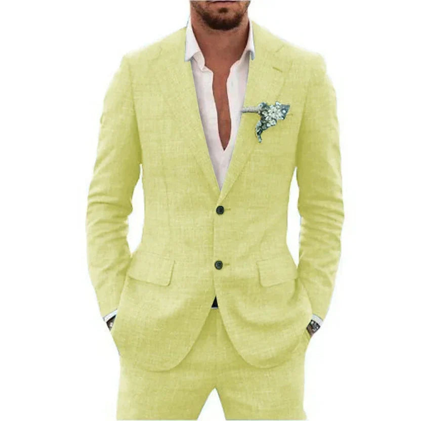 Traje de dos piezas para hombre, ligero y elegante para verano
